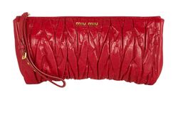 Miu Miu Matelasse Wristlet Pouch, Leather, Red, 194, Db, 2*